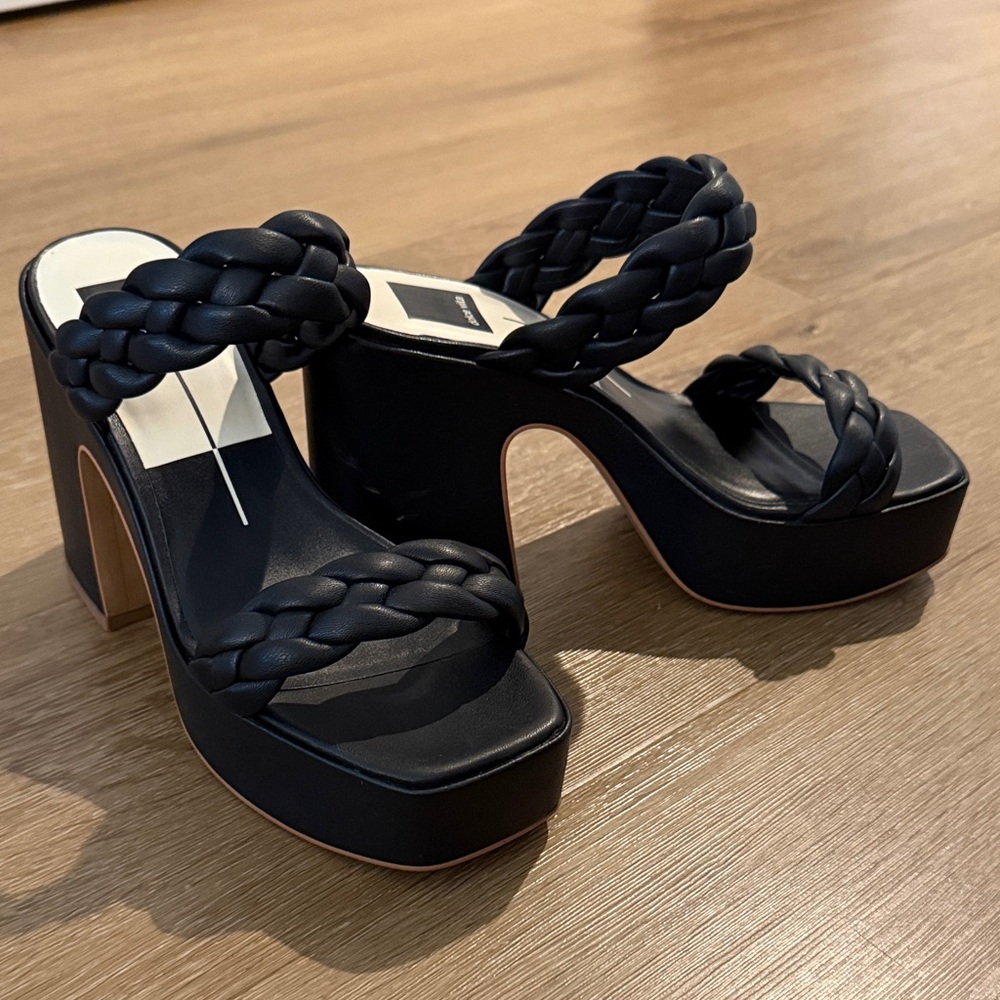 Dolce Vita Black Braided Platform Sandals